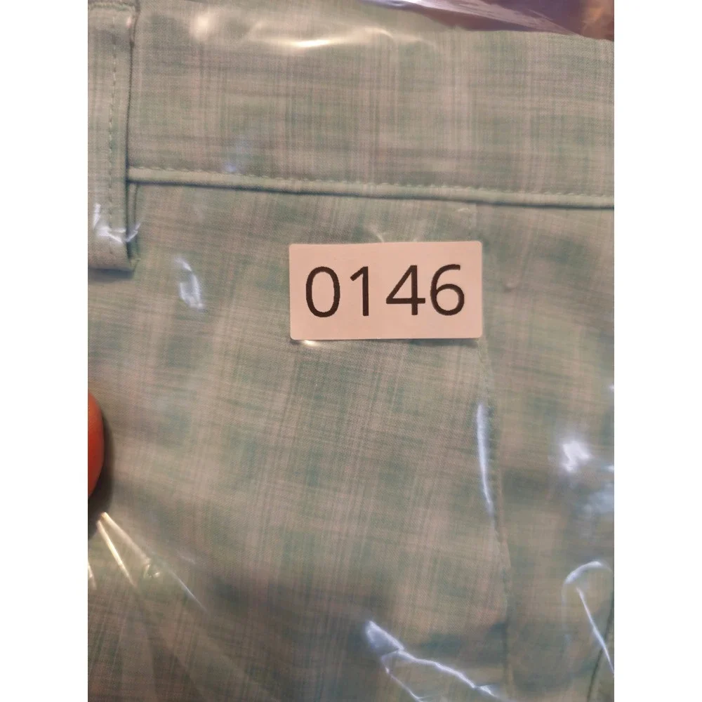 PGA Tour Mens Mint Green Plaid Golf Shorts Size 32‎ Performance Flat Front 9in